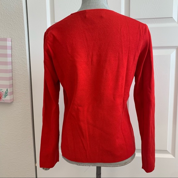 SPENSER JEREMY red thin knit sweater size L with front buckle square neck detail - Picture 5 of 11